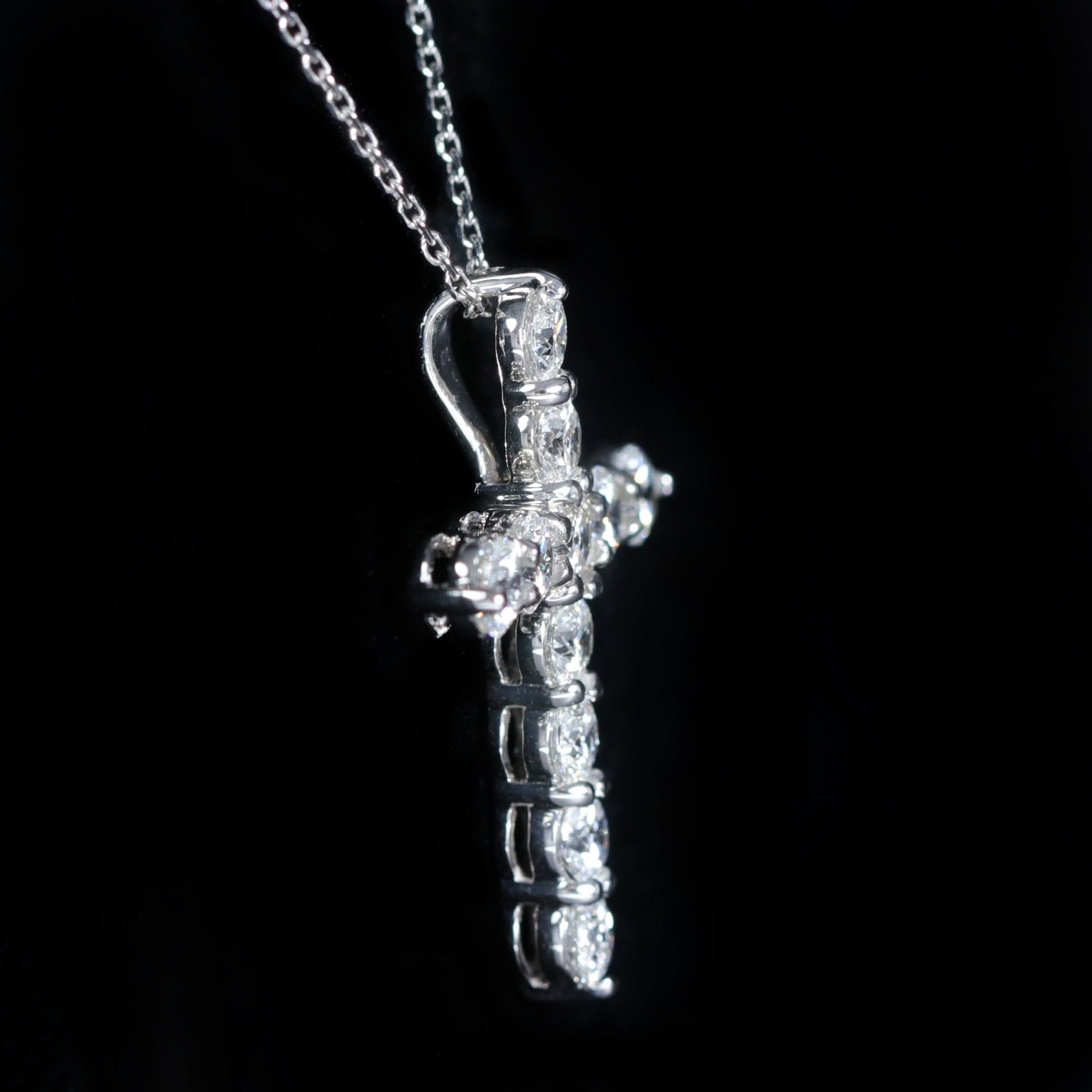 14K White Gold 2.09 CTW Diamond Cross Pendant - Walton's Jewelry