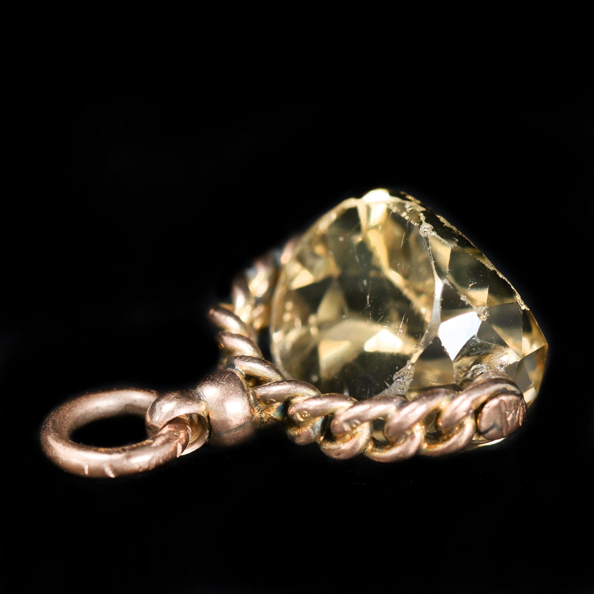 Victorian Yellow Gold Citrine Watch Fob - Walton's Jewelry