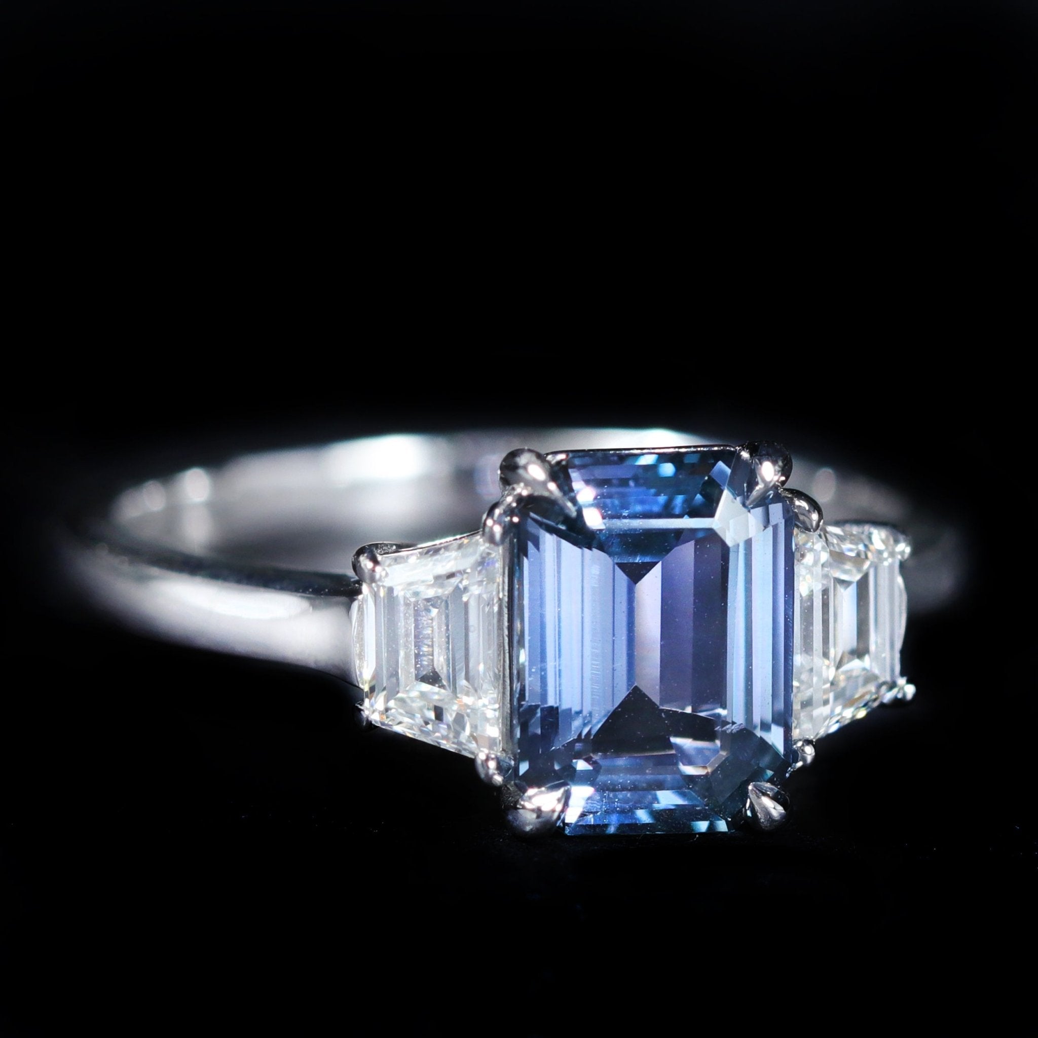 18K White Gold 1.65 Carat Sapphire and Diamond Ring - Walton's Jewelry