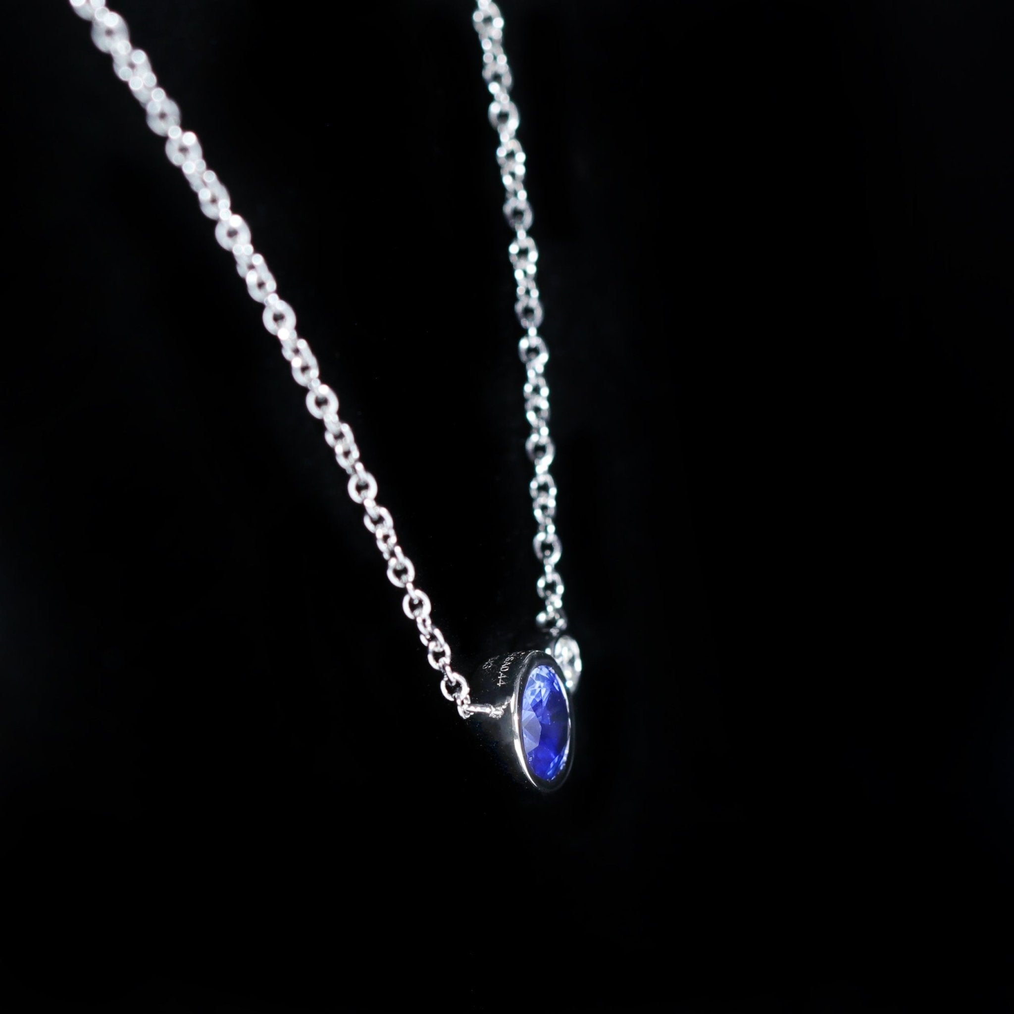 14K White Gold 0.44 Carat Sapphire and Diamond Necklace - Walton's Jewelry