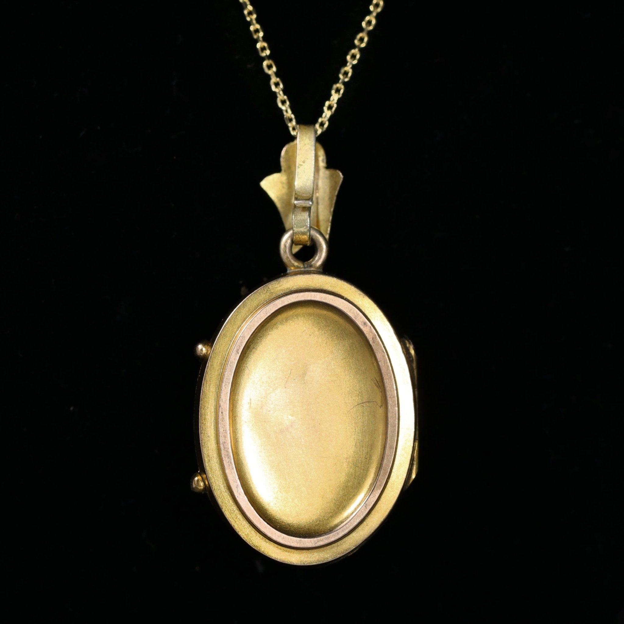 Victorian 9K Yellow Gold Seed Pearl Locket Pendant - Walton's Jewelry