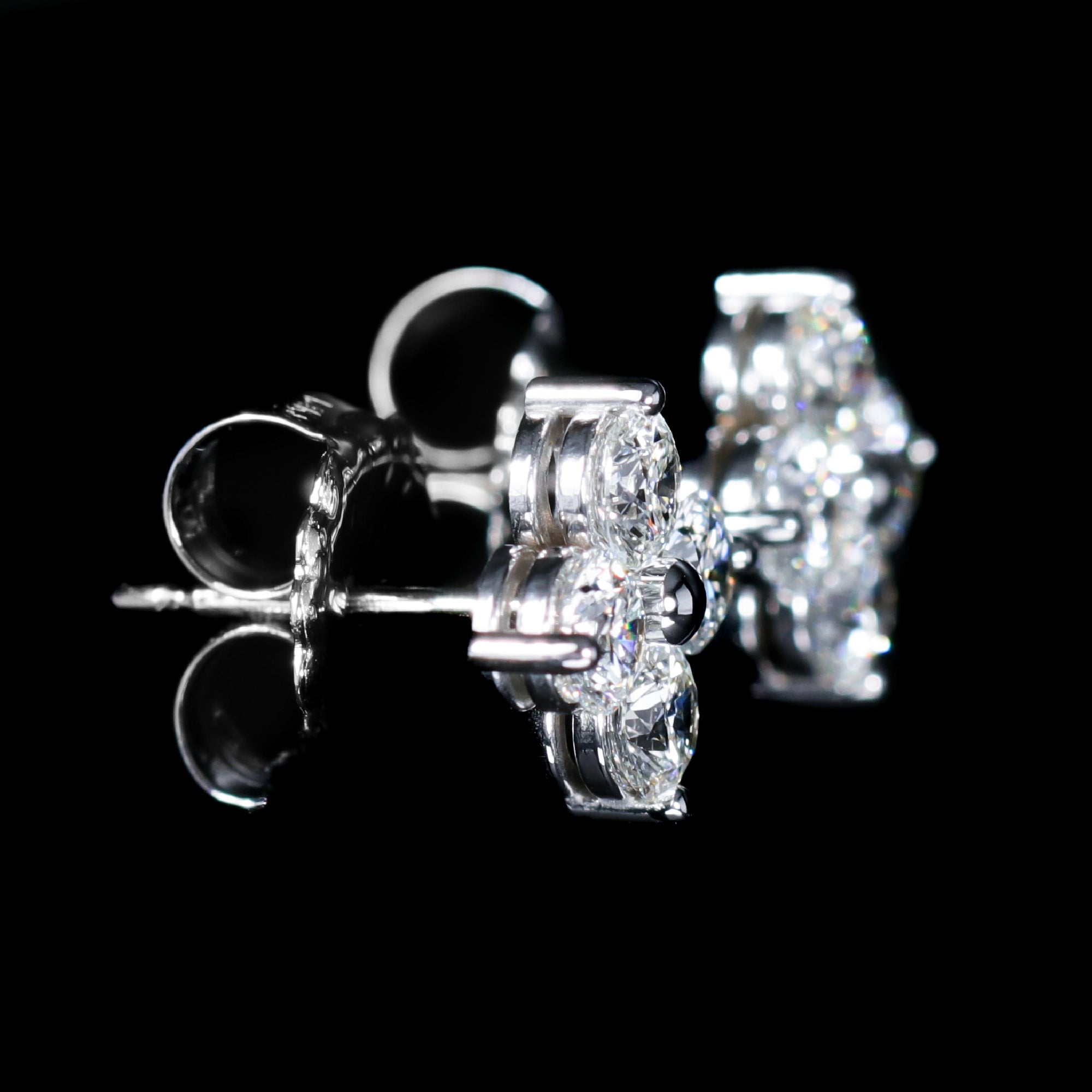 14K White Gold 1.90 CTW Diamond Quatrefoil Stud Earrings - Walton's Jewelry