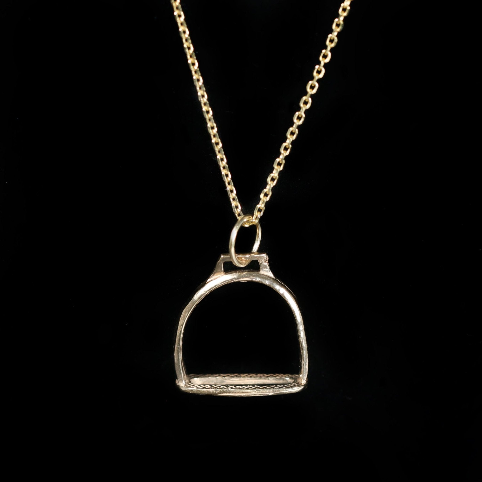 14K Yellow Gold Stirrup Pendant by Mike Walton - Walton's Jewelry