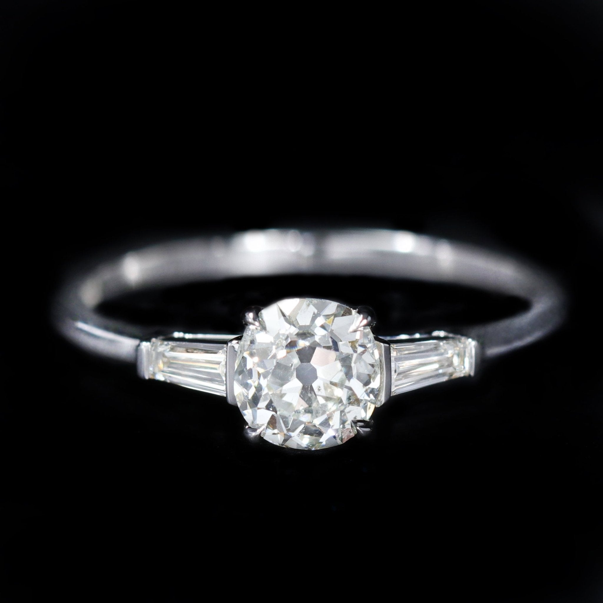 18K White Gold 0.69 Carat Old Mine Cut Diamond Engagement Ring - Walton's Jewelry