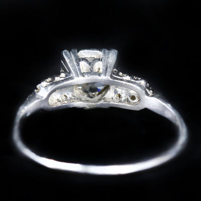 Art Deco Platinum 1.27 Carat Old European Cut Diamond Engagement Ring