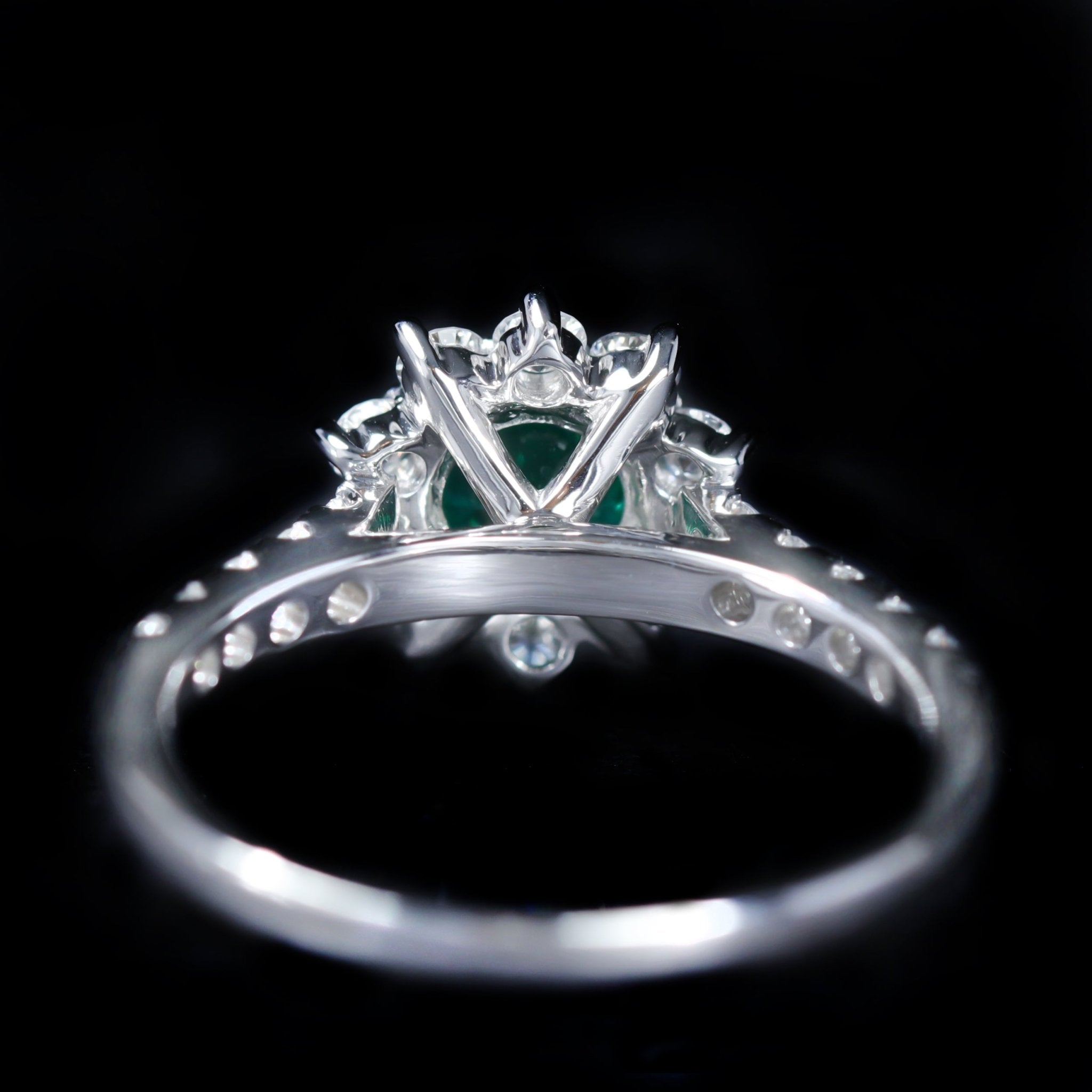 14K White Gold 0.63 Carat Emerald and Diamond Ring - Walton's Jewelry