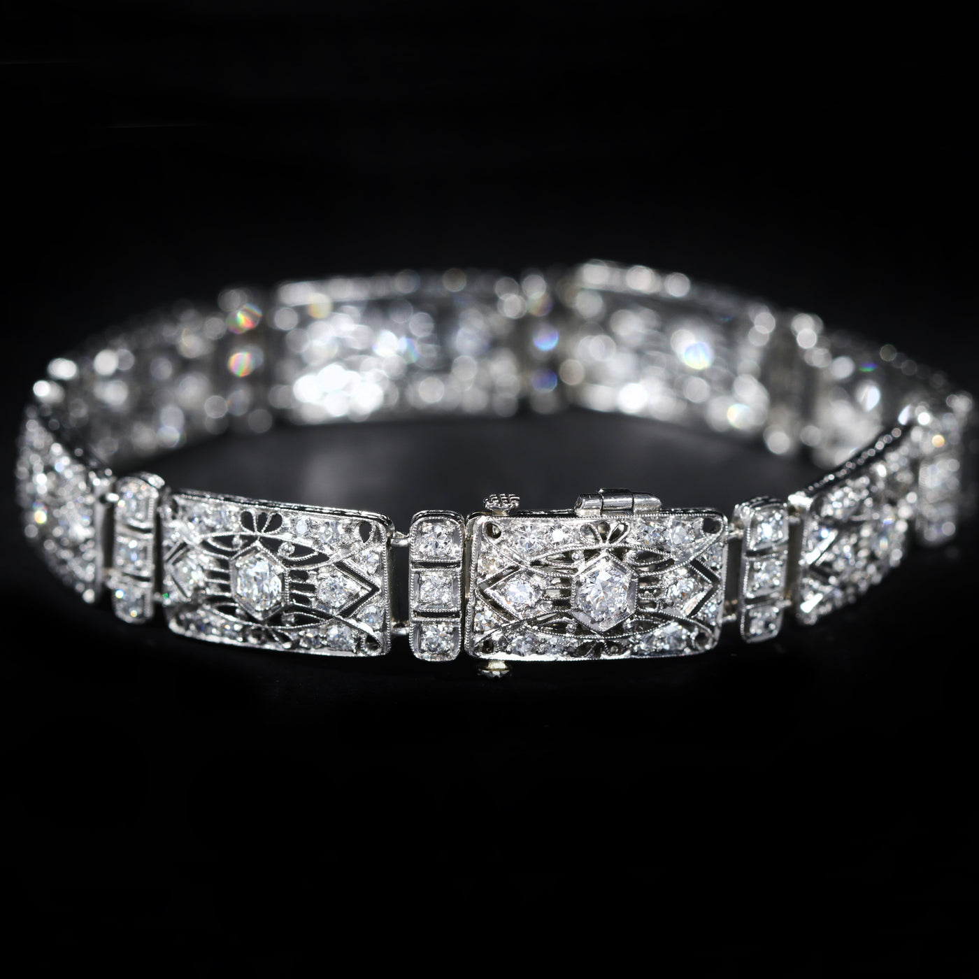 Art Deco Platinum 5.00 CTW Diamond Filigreee Bracelet
