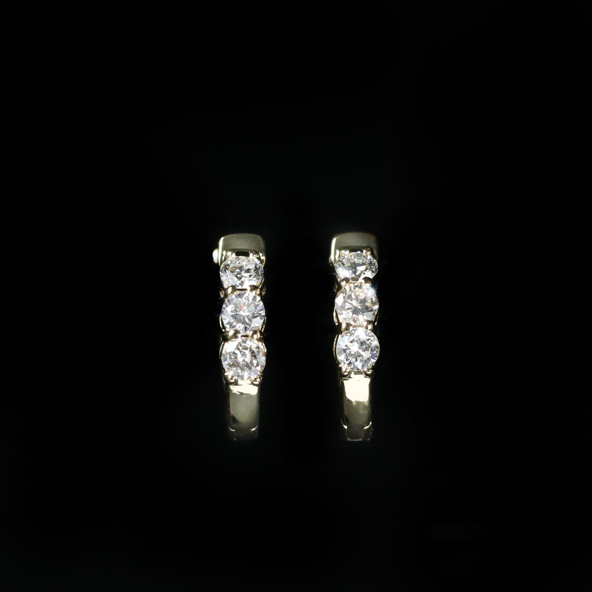 14K Yellow Gold 0.50 CTW Diamond Huggie Hoop Earrings - Walton's Jewelry