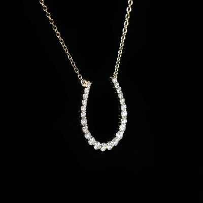 14k Yellow Gold 0.36 Carat Diamond Horseshoe Necklace