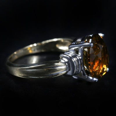14k Yellow and White Gold 3.90 Carat Precision Cut Tourmaline Ring