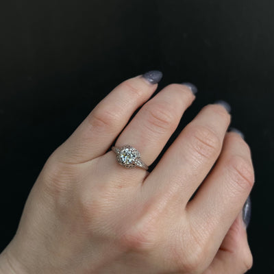 Art Deco Platinum 0.72 Carat Old European Cut Diamond Engagement Ring