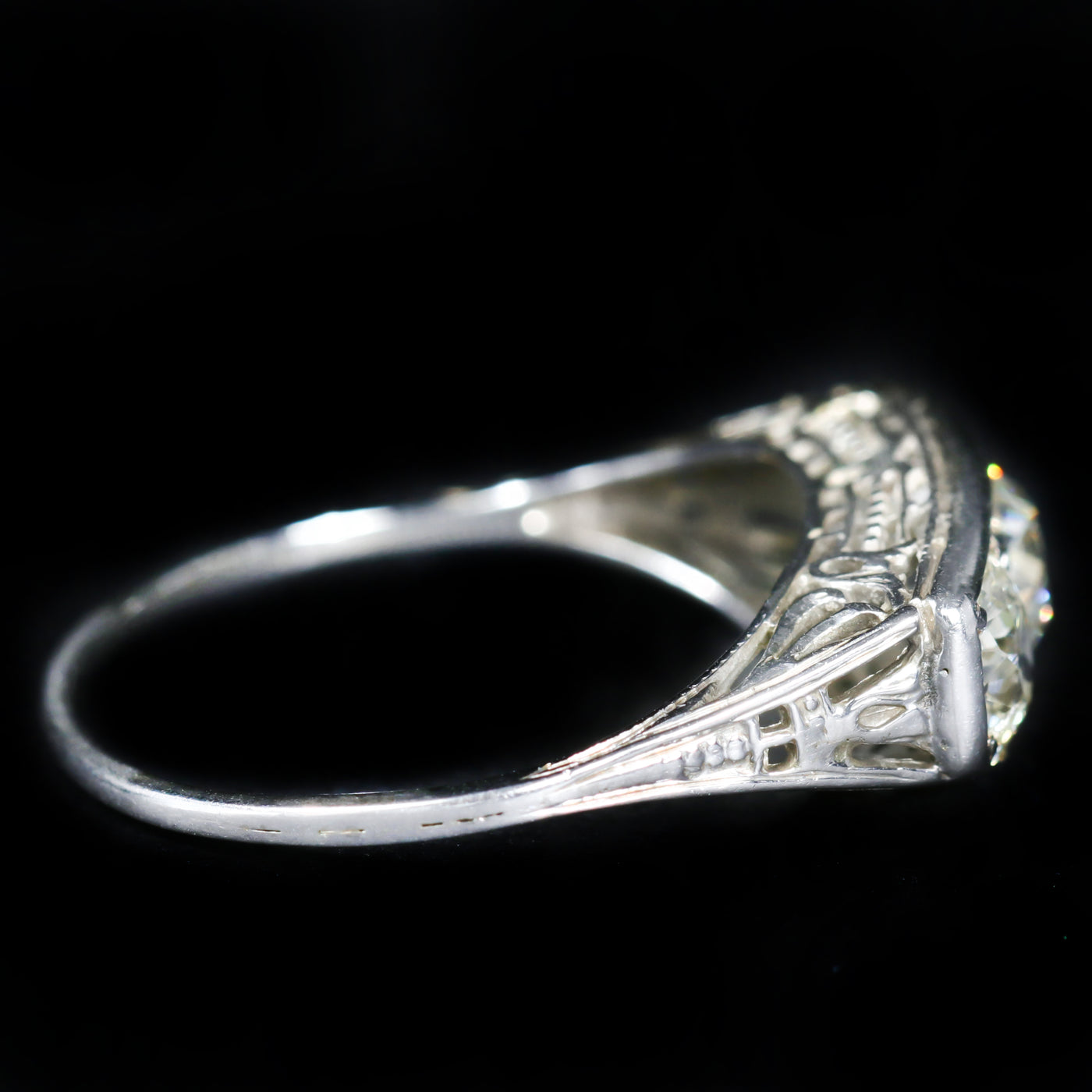 Art Deco 1.80 CTW Old Mine Cut Diamond Engagement Ring
