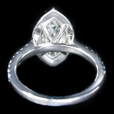 14K White Gold GIA 1.51 Carat Marquise Cut Diamond Engagement Ring