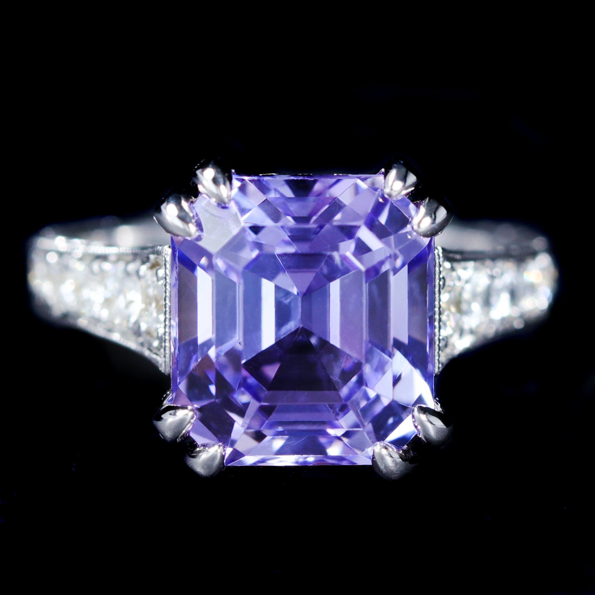 18K White Gold 6.92 Carat Tanzanite and Diamond Ring - Walton's Jewelry