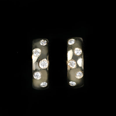 14K Yellow Gold 0.17 CTW Diamond Huggie Hoop Earrings