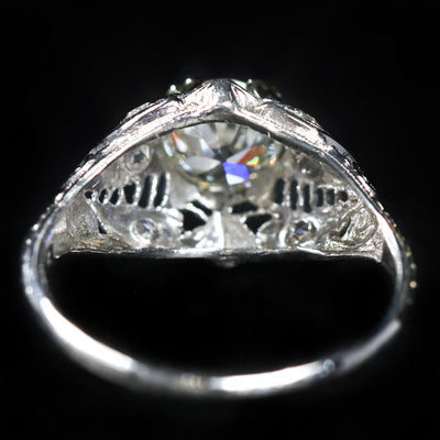 Art Deco Platinum GIA 0.91 Carat Old European Cut Diamond Engagement Ring