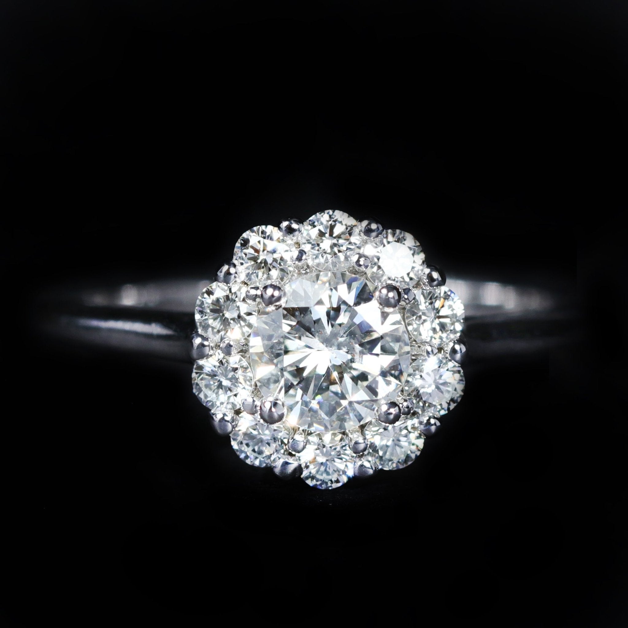 14K White Gold 0.64 Carat Round Brilliant Cut Diamond Engagement Ring - Walton's Jewelry