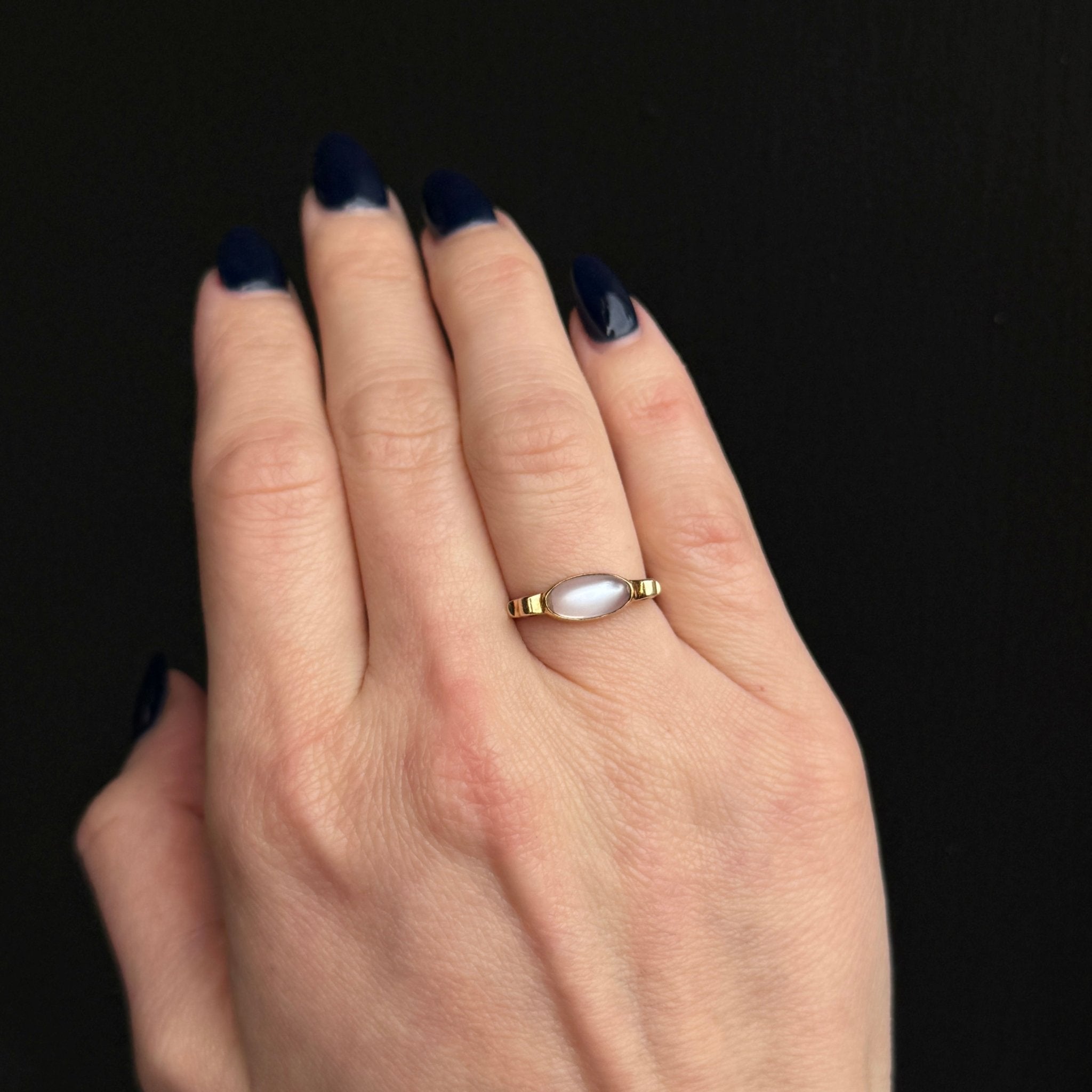 Estate 9K Yellow Gold Moonstone Ring, Circa 1978 - Walton's Jewelry
