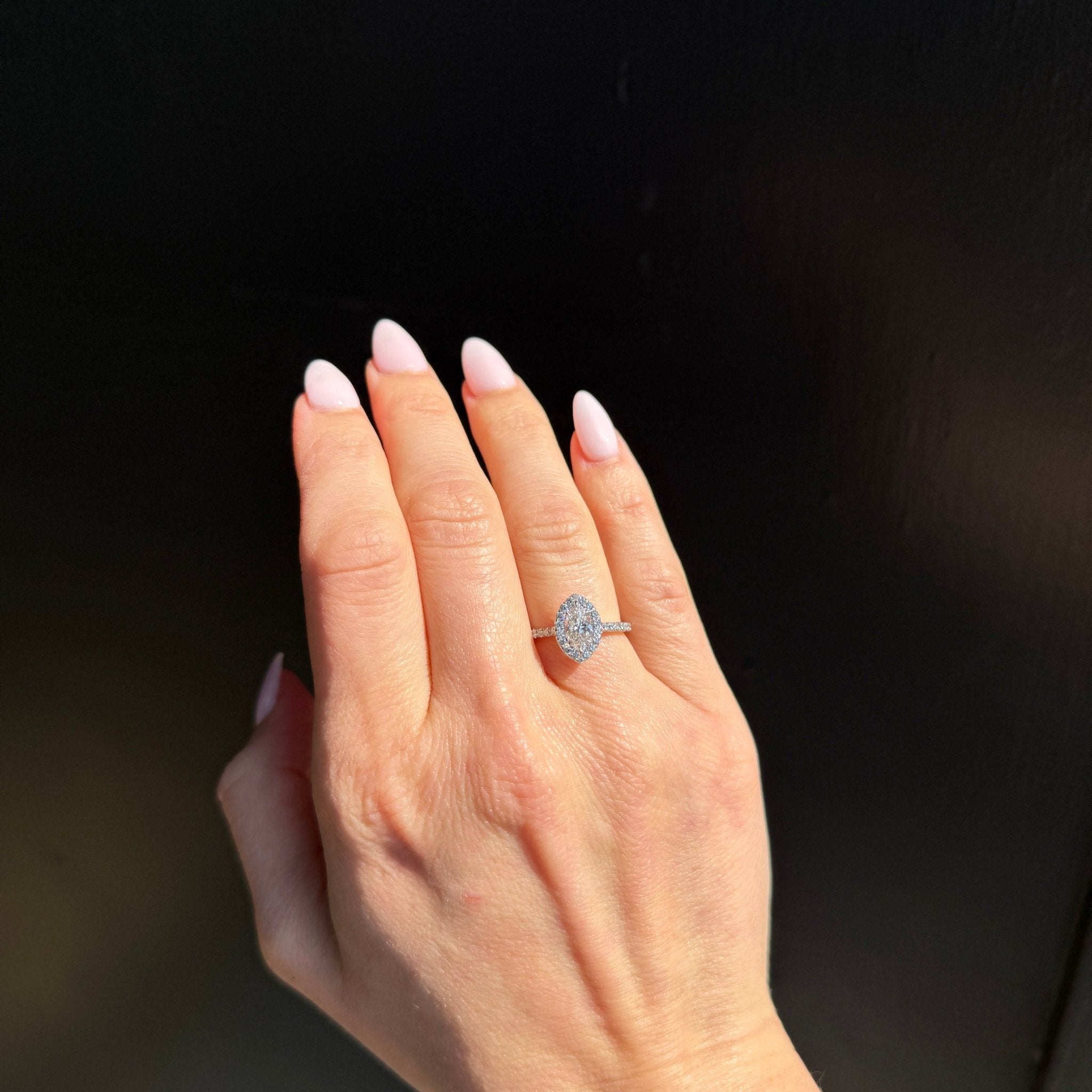 14K White Gold GIA 0.75 Carat Marquise Cut Diamond Halo Engagement Ring - Walton's Jewelry