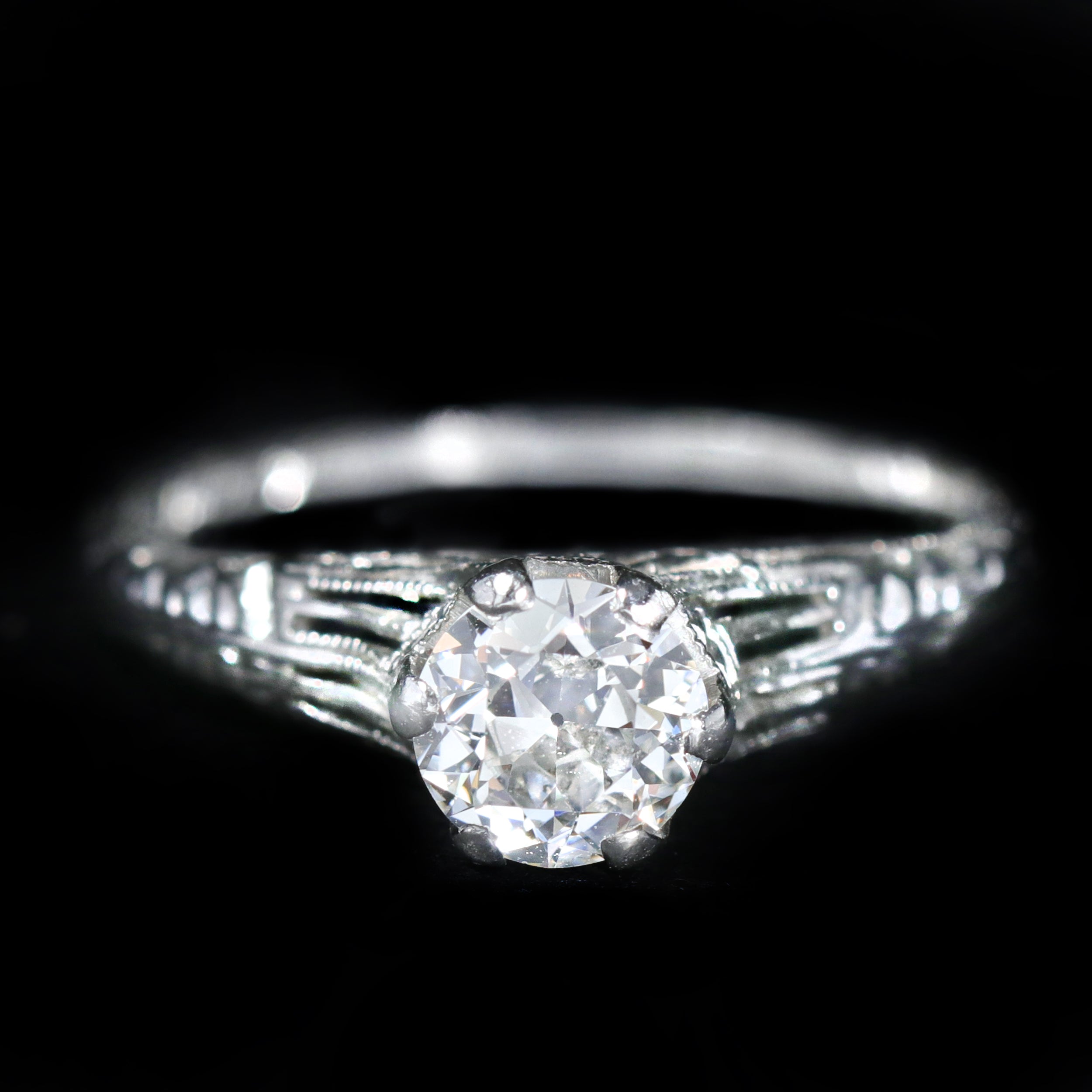 Art Deco 0.60 Carat Old European Cut Diamond Engagement Ring, Circa 1924