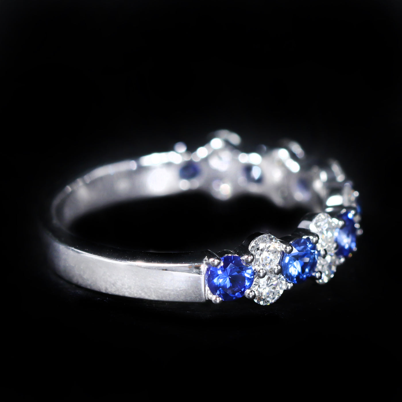14K White Gold 0.88 CTW Sapphire and Diamond Band
