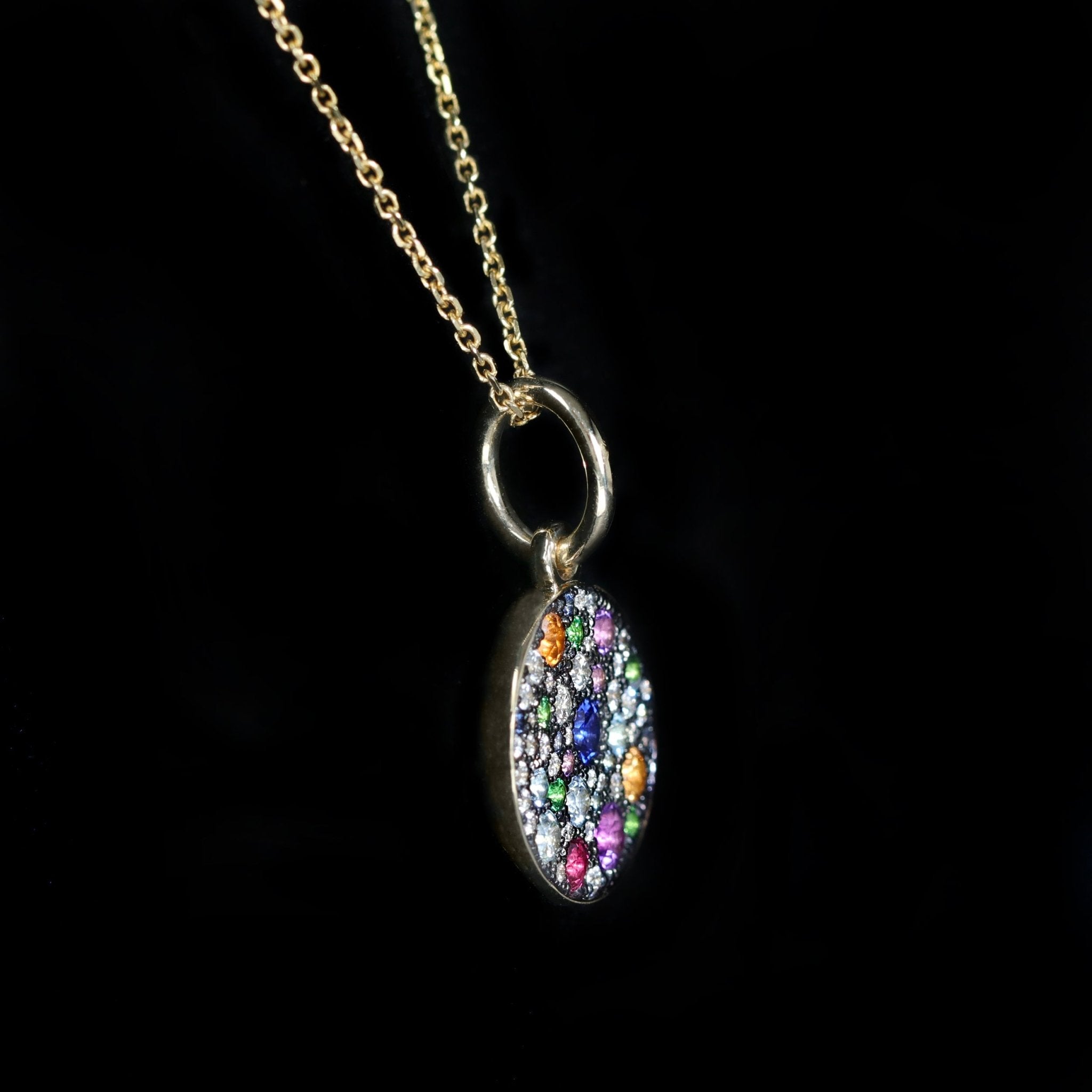 14K Yellow Gold Gemstone and Diamond Pendant - Walton's Jewelry