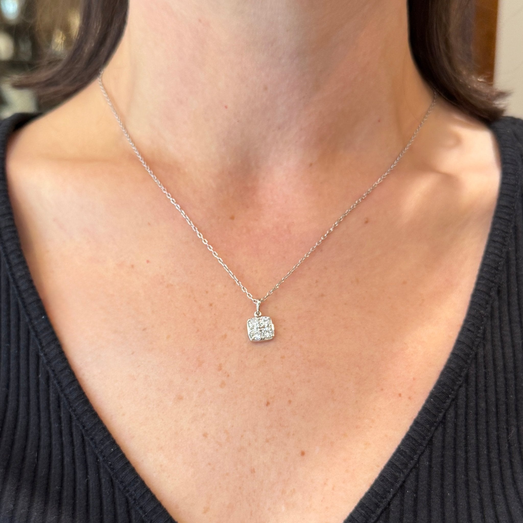 14K White Gold 0.70 CTW Diamond Pendant - Walton's Jewelry