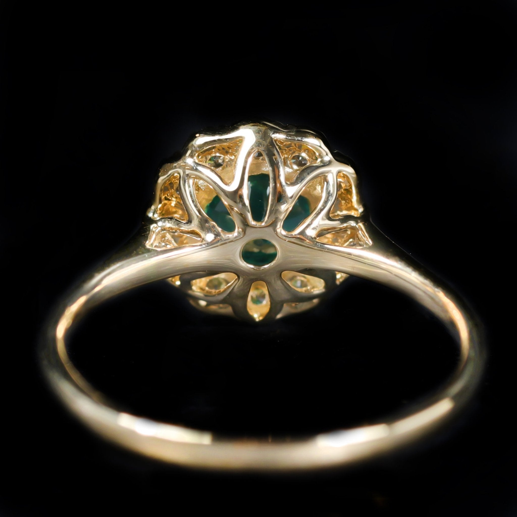 14K Yellow Gold 0.87 Carat Emerald and Diamond Ring - Walton's Jewelry