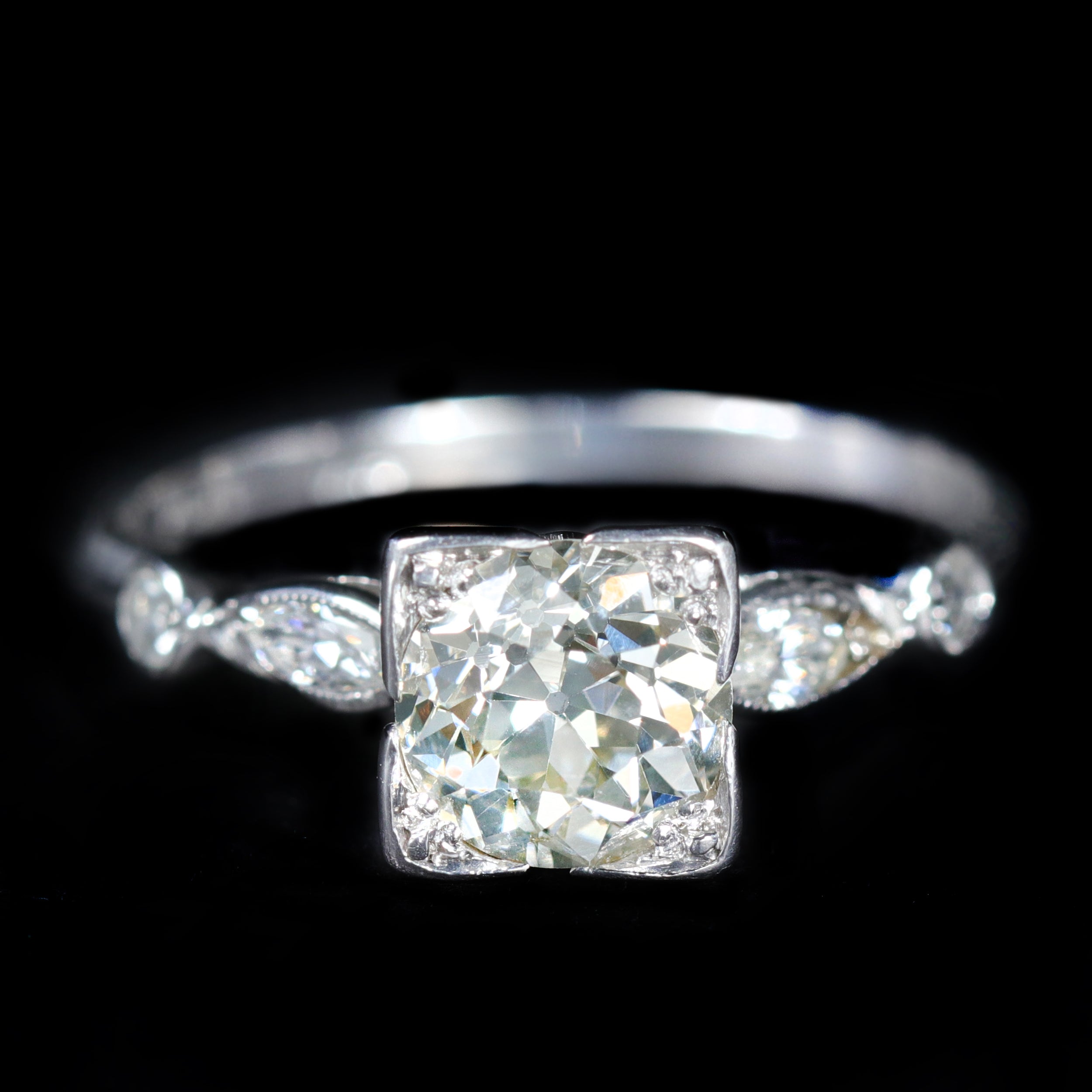 Art Deco 1.25 Carat Old European Cut Diamond Engagement Ring