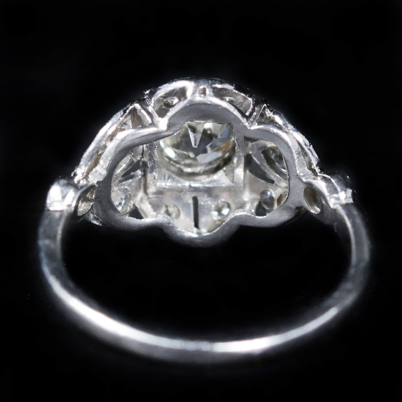 Art Deco Platinum 0.70 Carat Old Mine Cut Diamond Engagement Ring