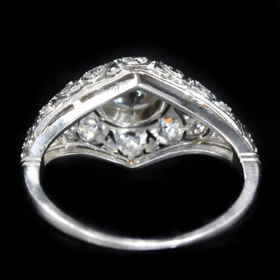 Art Deco 0.90 Carat Old European Cut Diamond Engagement Ring