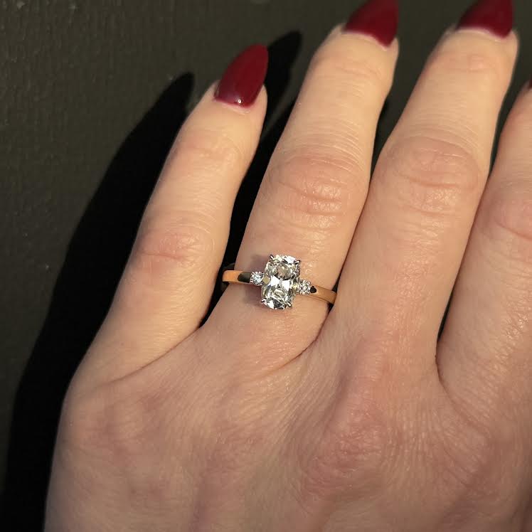 18K Gold 1.52 Carat Old Mine Cut Diamond Engagement Ring - Walton's Jewelry