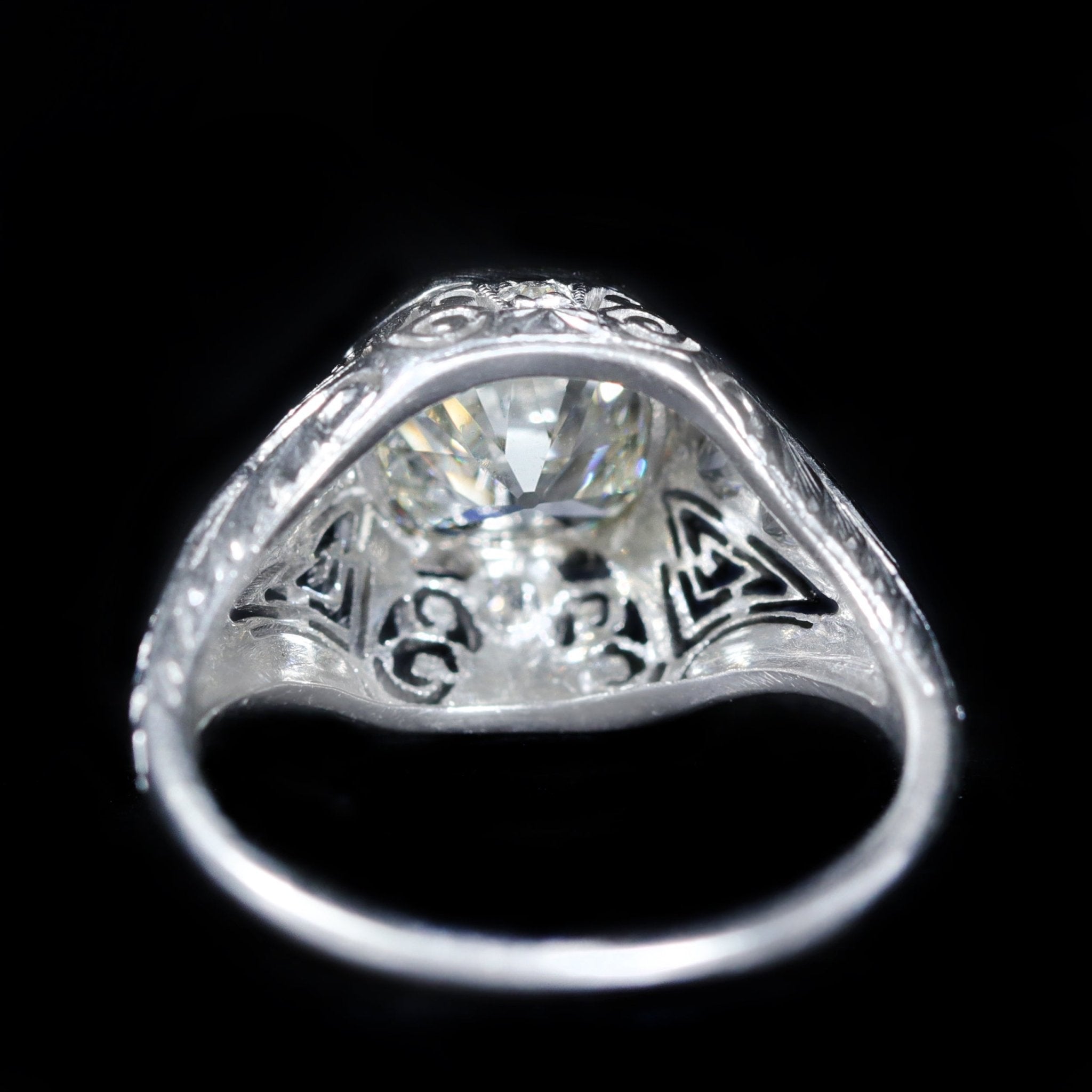 Art Deco Restoration 1.82 Carat Old Mine Cut Diamond Engagement Ring - Walton's Jewelry
