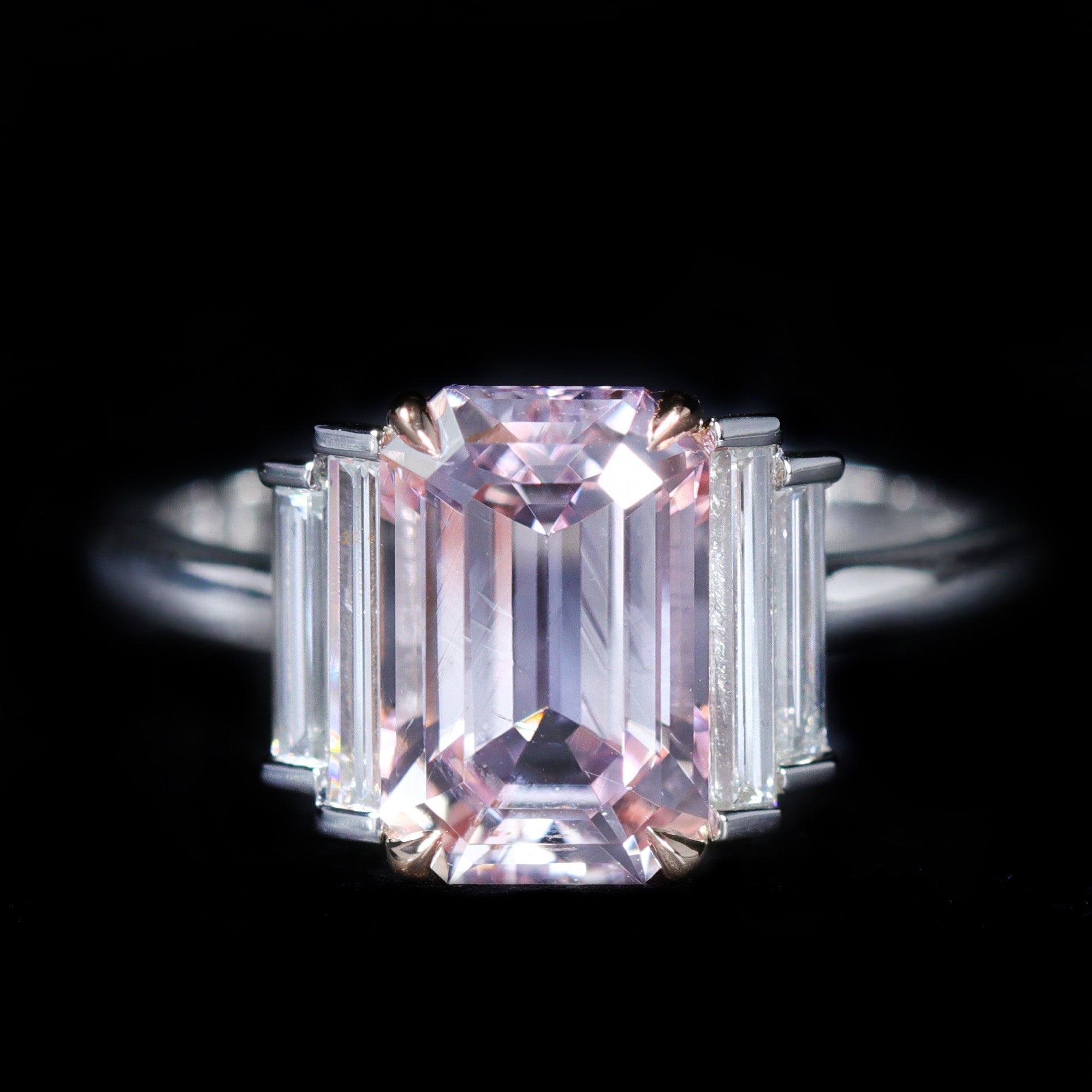 Platinum 3.14 Carat Pink Topaz and Diamond Ring