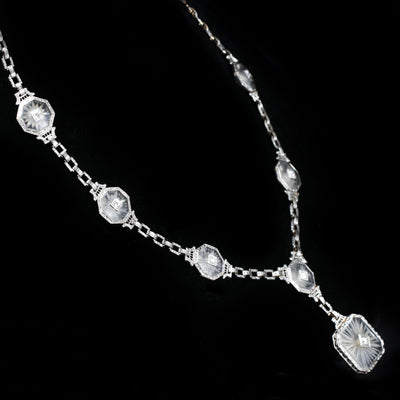Art Deco 0.45 CTW Old European Cut Diamond and Camphor Glass Necklace