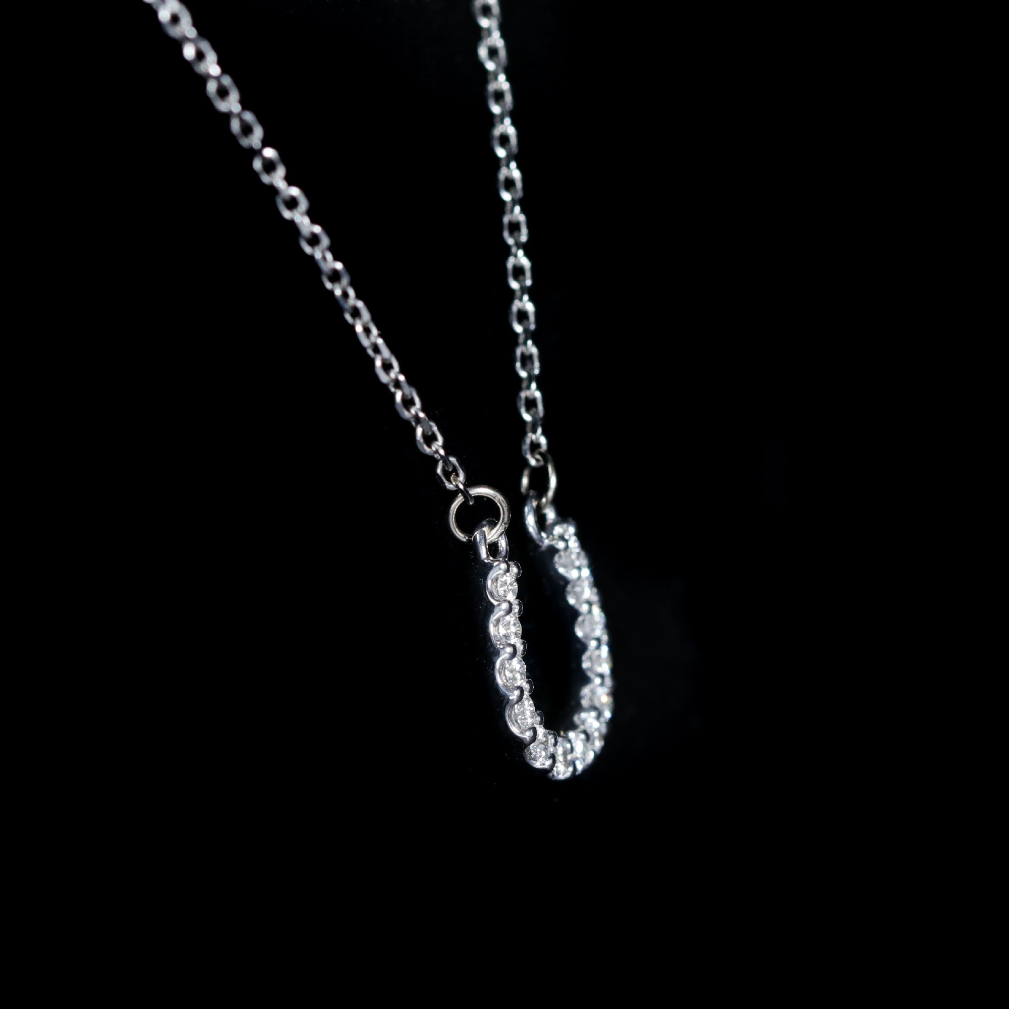 14K White Gold 0.12 CTW Diamond Horseshoe Necklace