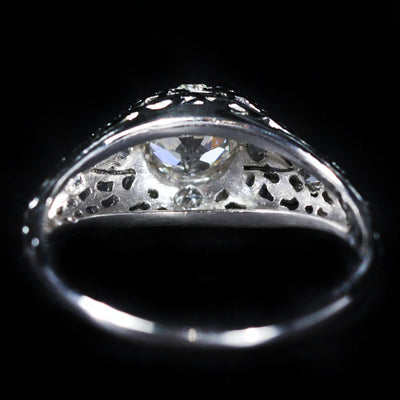 Art Deco Platinum 0.66 Carat Old European Cut Diamond Engagement Ring, Circa 1926