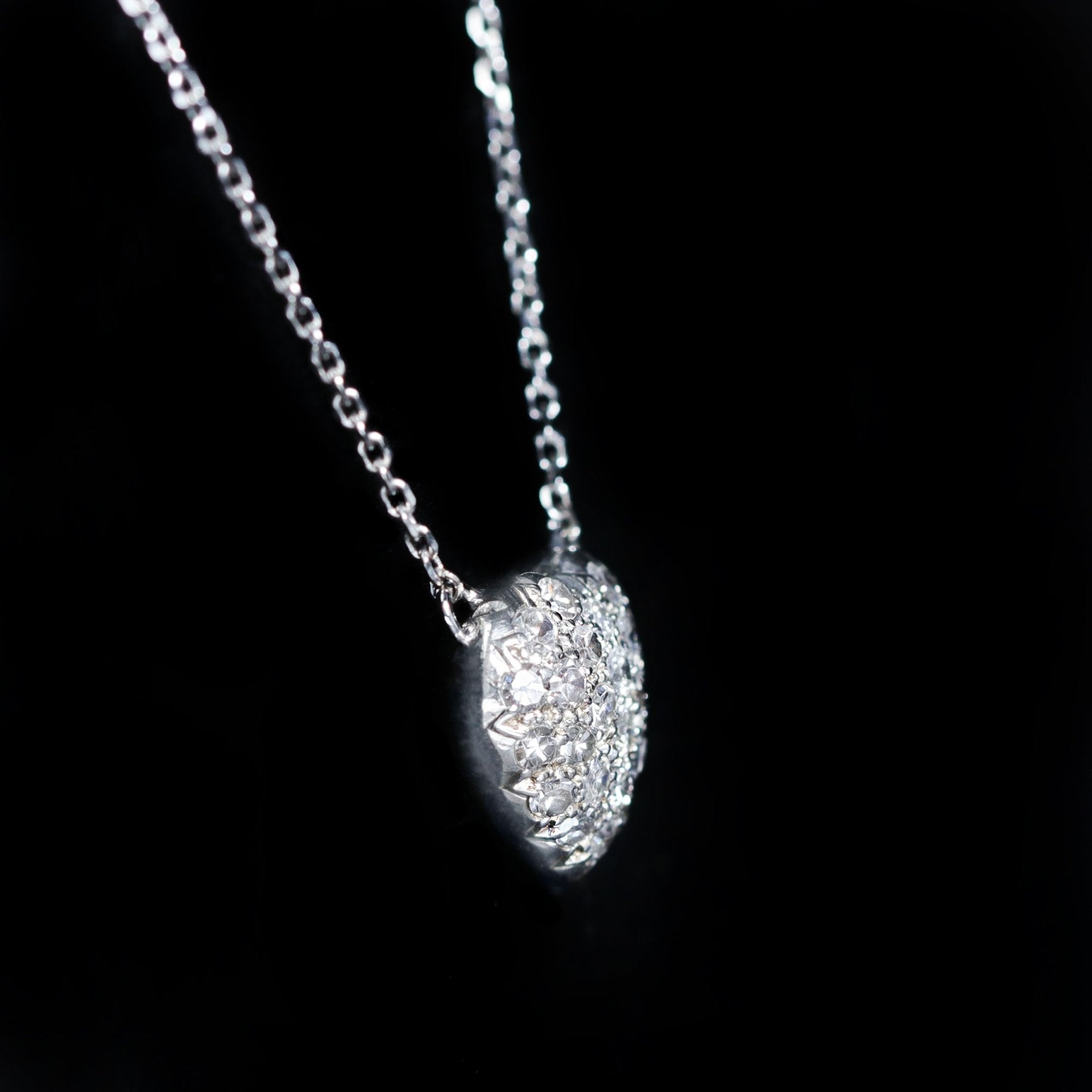 Estate 14K White Gold 0.40 CTW Diamond Heart Necklace - Walton's Jewelry