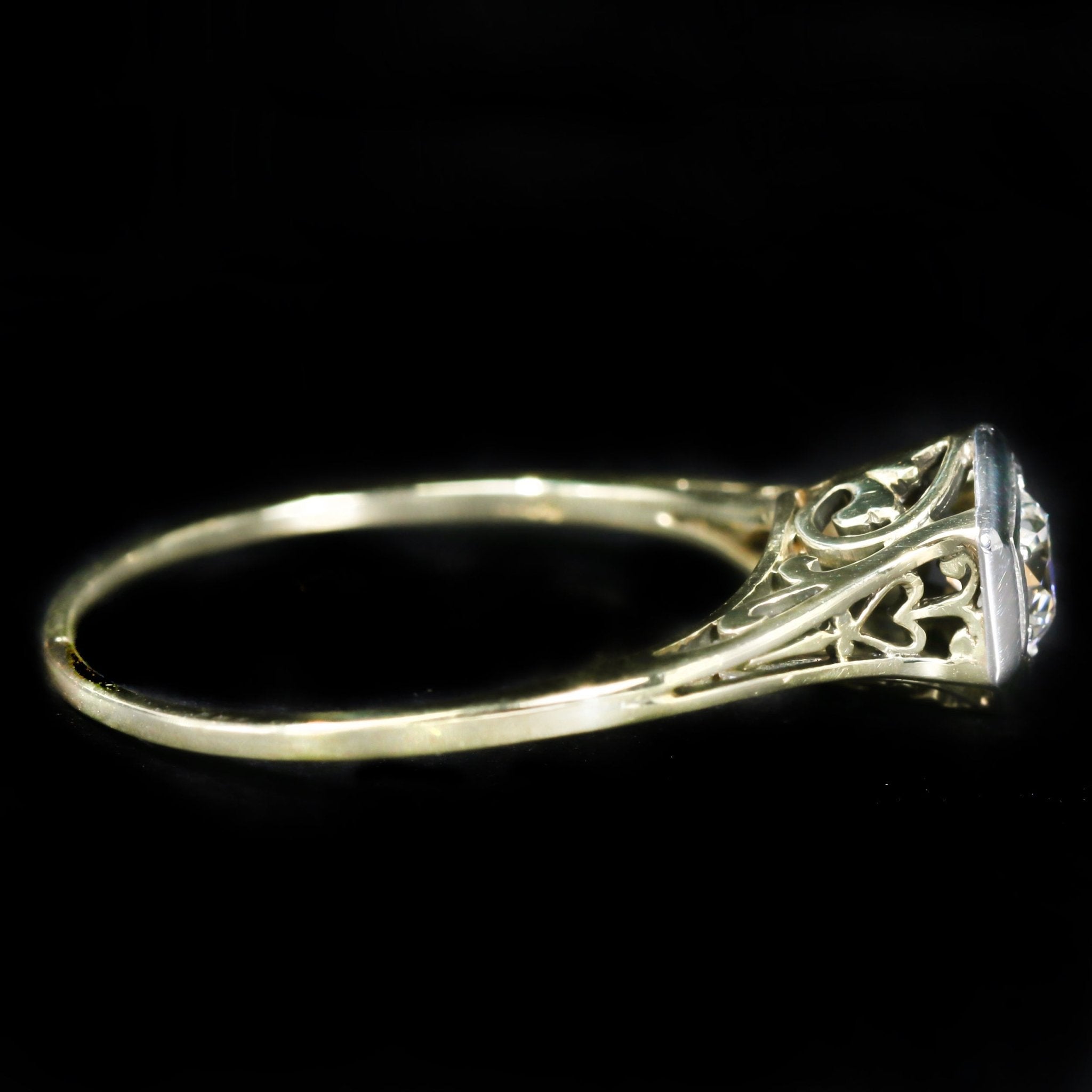 Edwardian 0.38 Carat Old European Cut Diamond Engagement Ring - Walton's Jewelry