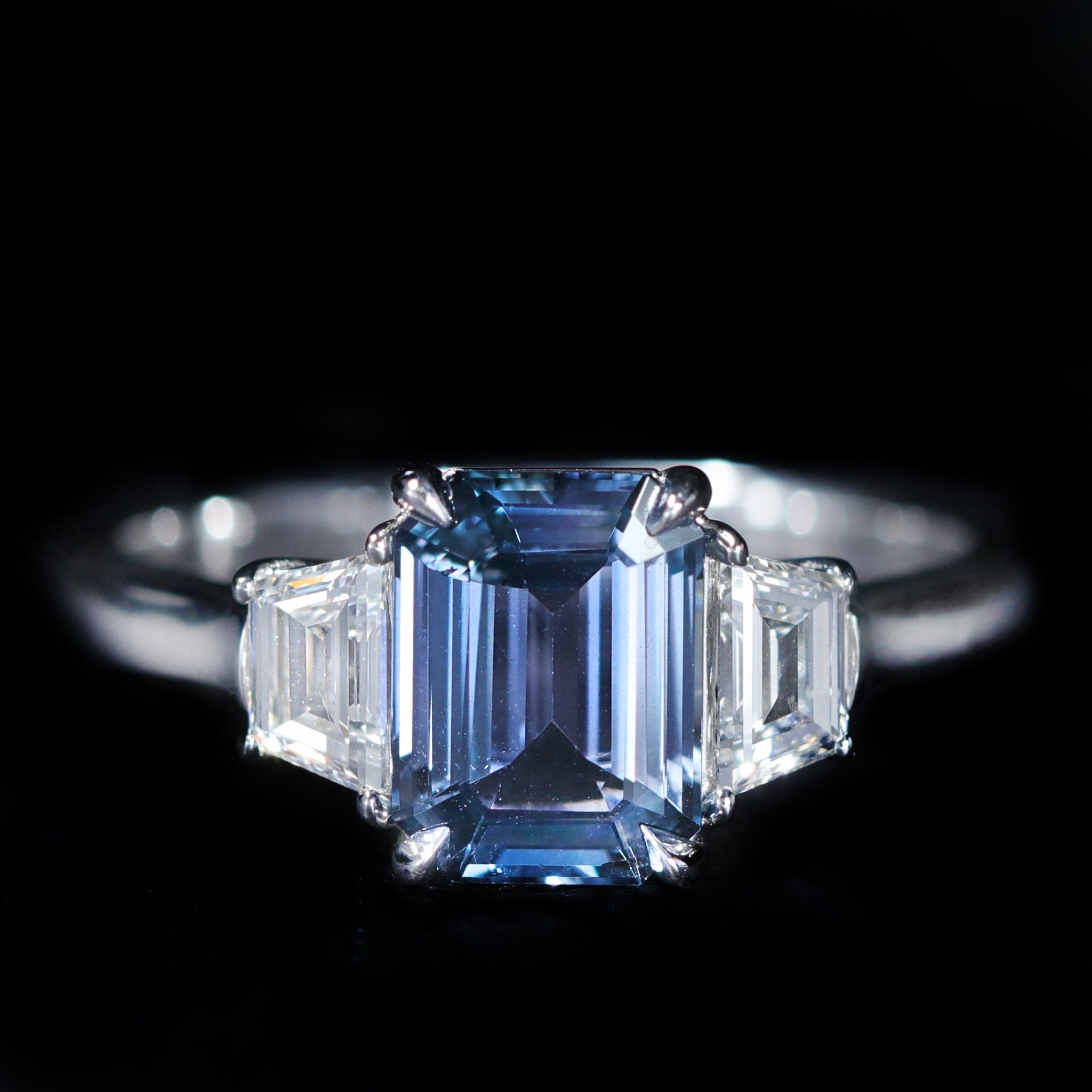 18K White Gold 1.65 Carat Sapphire and Diamond Ring - Walton's Jewelry