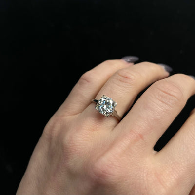 Art Deco 2.47 Carat Old European Cut Diamond Engagement Ring