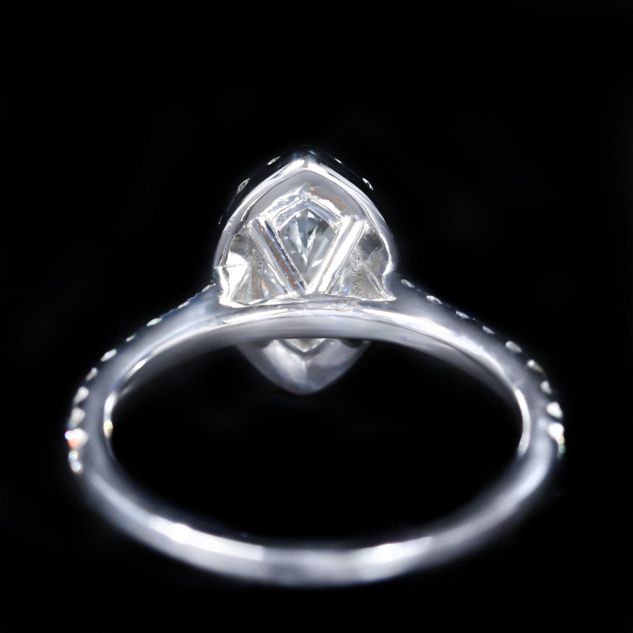 14K White Gold GIA 0.75 Carat Marquise Cut Diamond Halo Engagement Ring - Walton's Jewelry