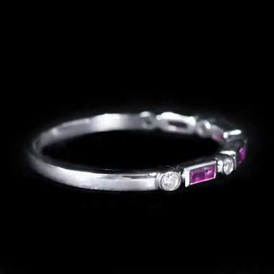 14K White Gold 0.24 CTW Pink Sapphire and Diamond Band