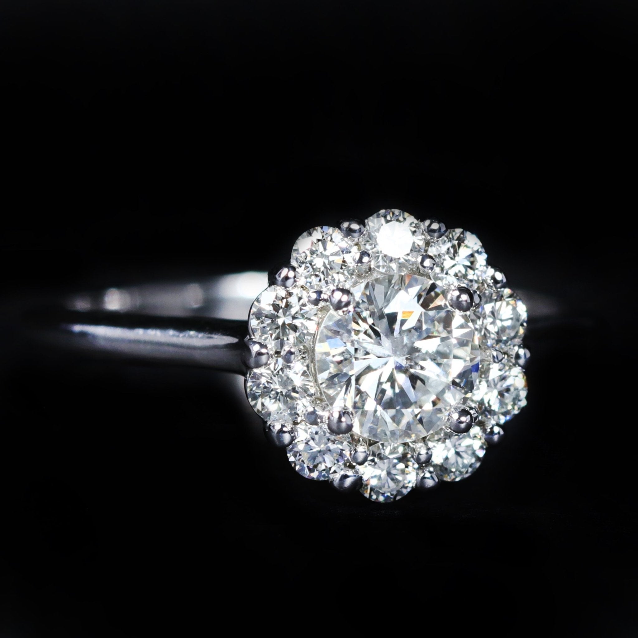 14K White Gold 0.64 Carat Round Brilliant Cut Diamond Engagement Ring - Walton's Jewelry