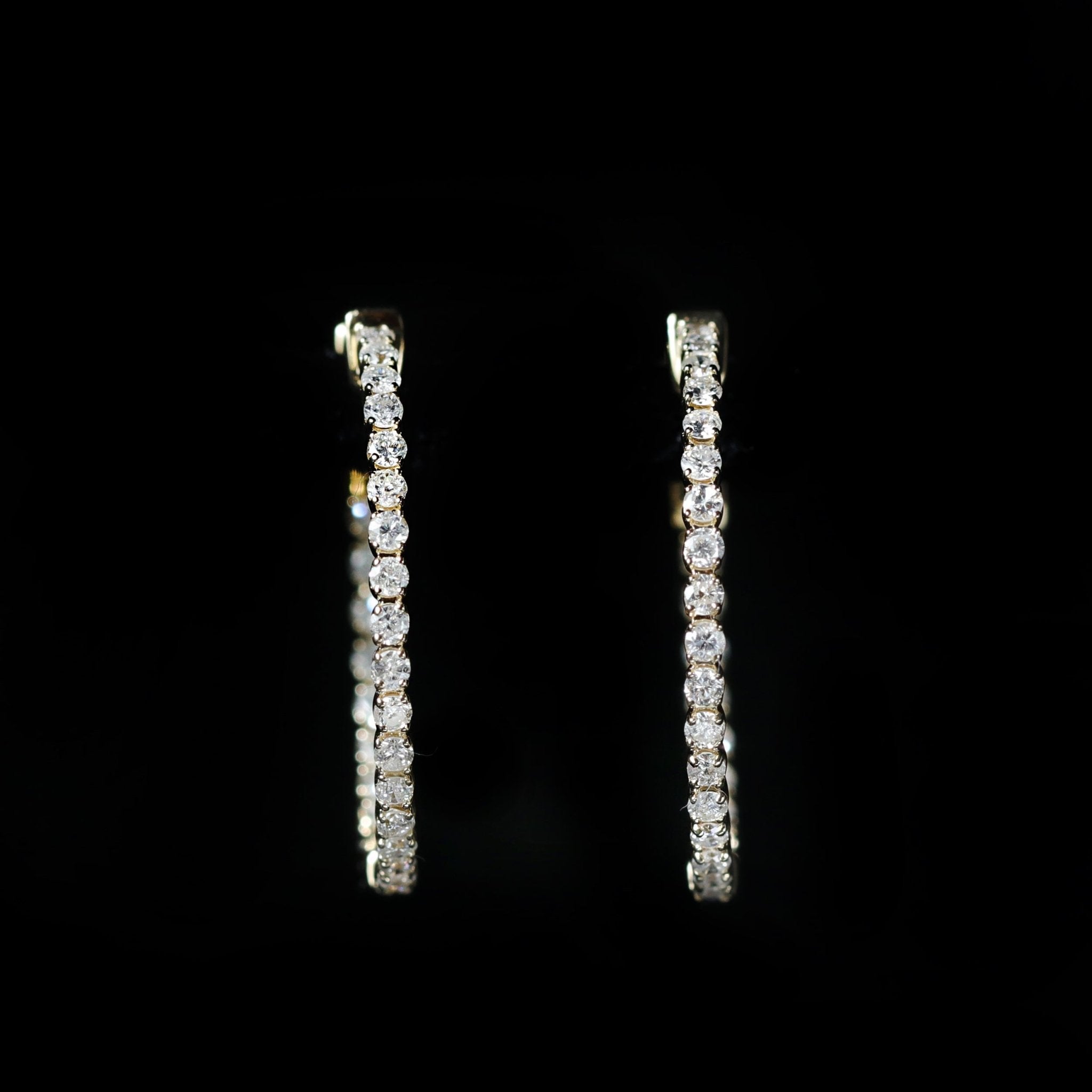 14K Yellow Gold 0.84 CTW Diamond Round Inside - Out Hoop Earrings - Walton's Jewelry