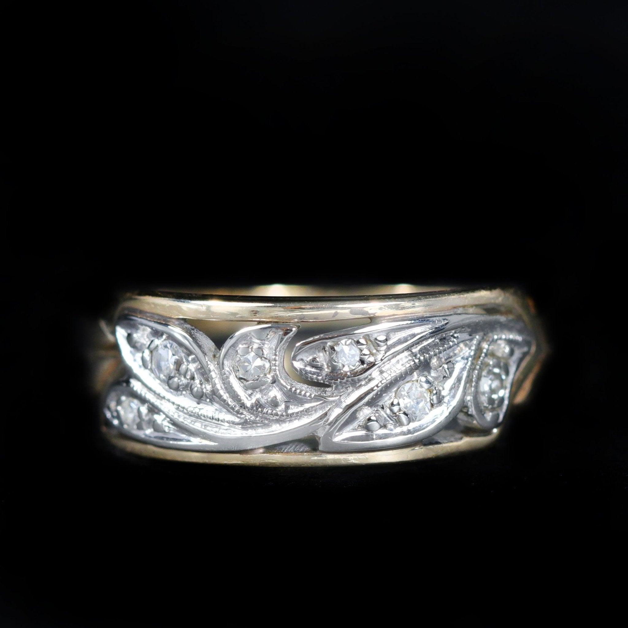 Retro Two Tone 0.10 CTW Diamond Band - Walton's Jewelry