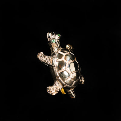 14K Yellow Gold Demantoid Garnet Turtle Brooch