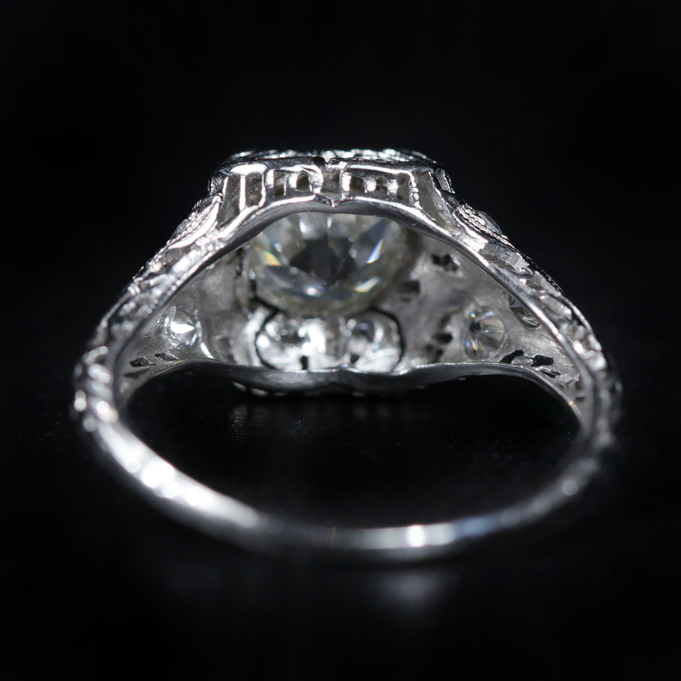 Art Deco Platinum 1.17 Carat Old European Cut Diamond Engagement Ring