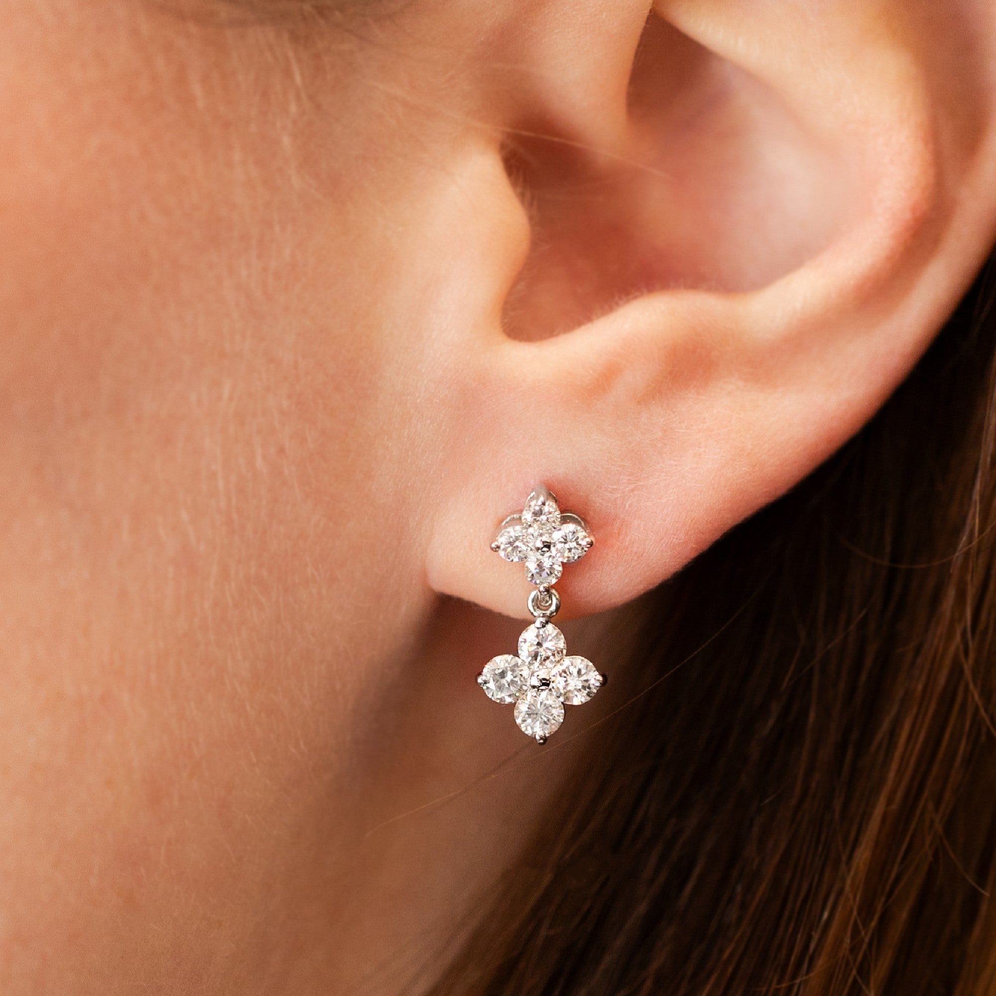 14K White Gold 1.48 CTW Diamond Dangle Earrings - Walton's Jewelry