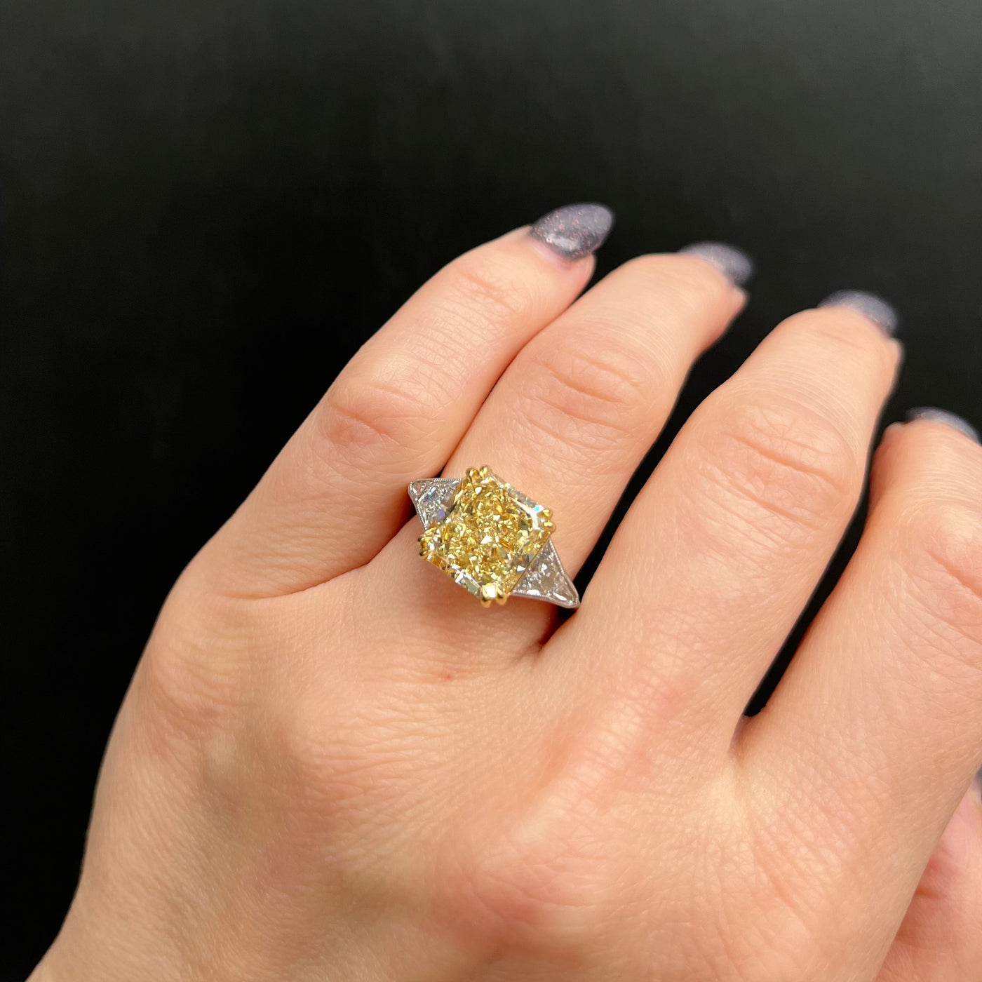 Platinum 18k Yellow Gold GIA 5.80 Carat Fancy Light Yellow Diamond Engagement Ring